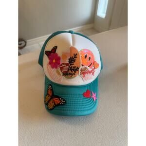 Custom Trucker Hat Teal with Custom Patches Cap